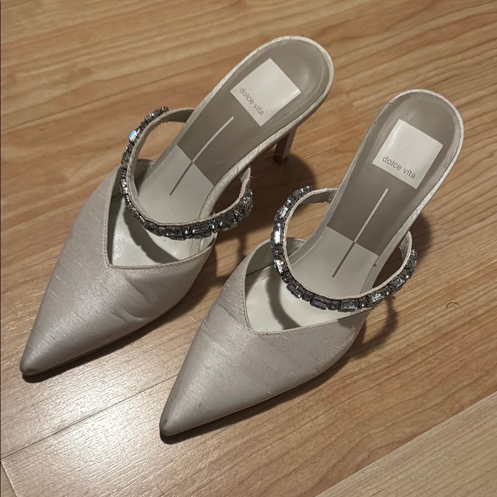 Dolce Vita White Slingback Heels with Pointed Toe